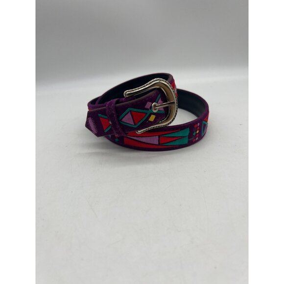 Purple Aztec 60s Style Belt Size Small - Medium 34" Purple Hippy Colorful Comeco - Picture 9 of 10